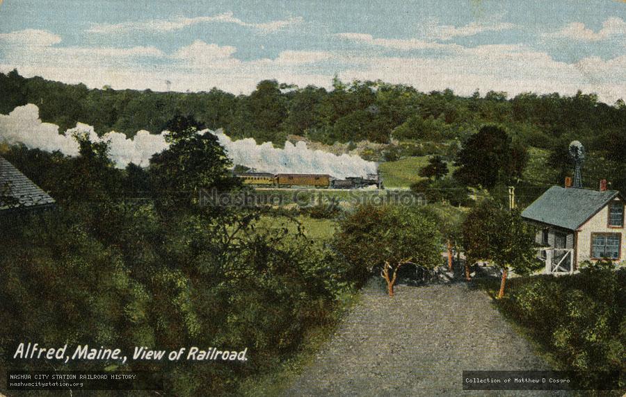 Postcard: Alfred, Maine, View of Railroad